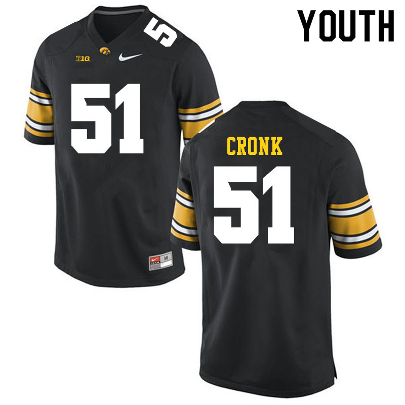 Youth #51 Coy Cronk Iowa Hawkeyes College Football Jerseys Sale-Black